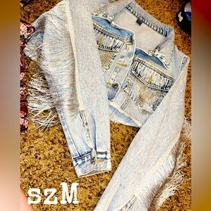cropped jean jack with tassel